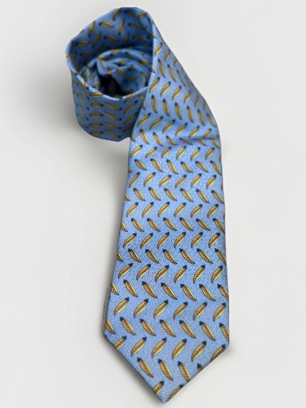 Peter Blair Silk Tie USA Made Peas In A Pod Blue Green